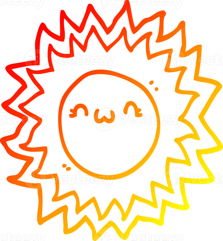 warm gradient line drawing of a cartoon sun png