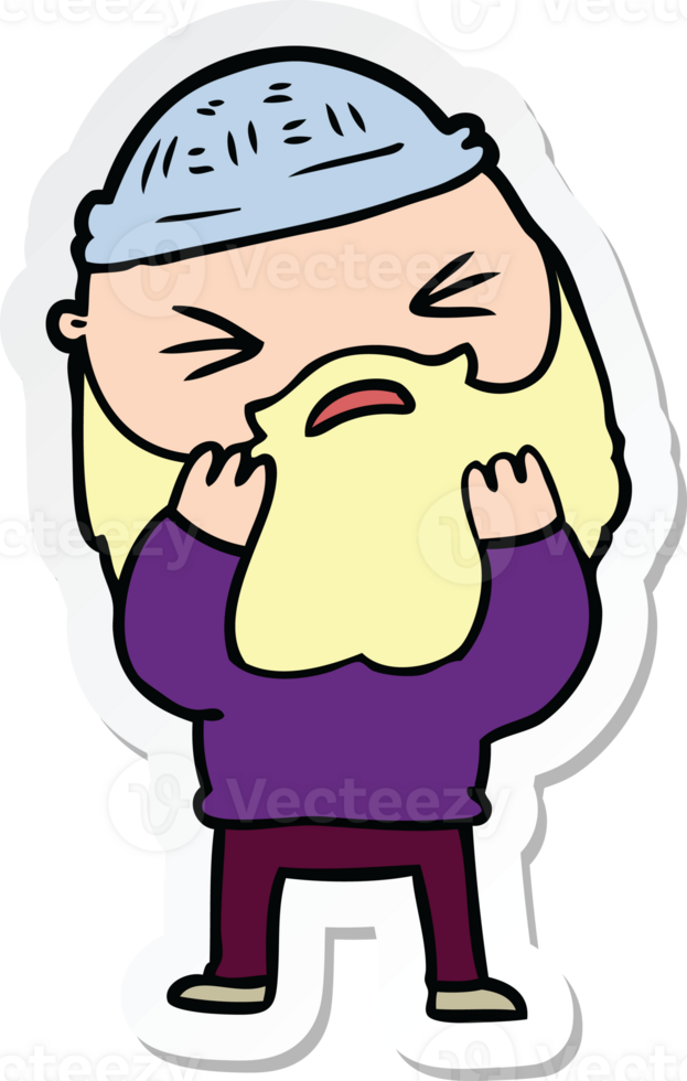 sticker of a cartoon man with beard png