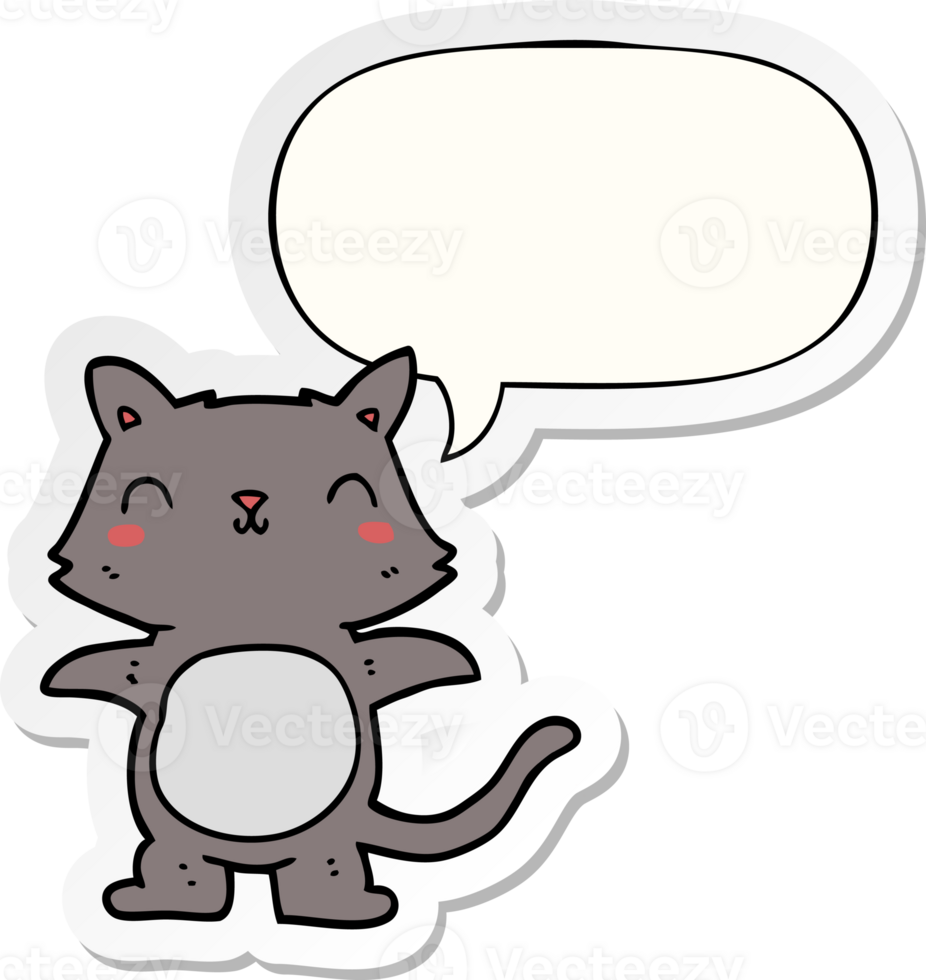 cartoon cat with speech bubble sticker png