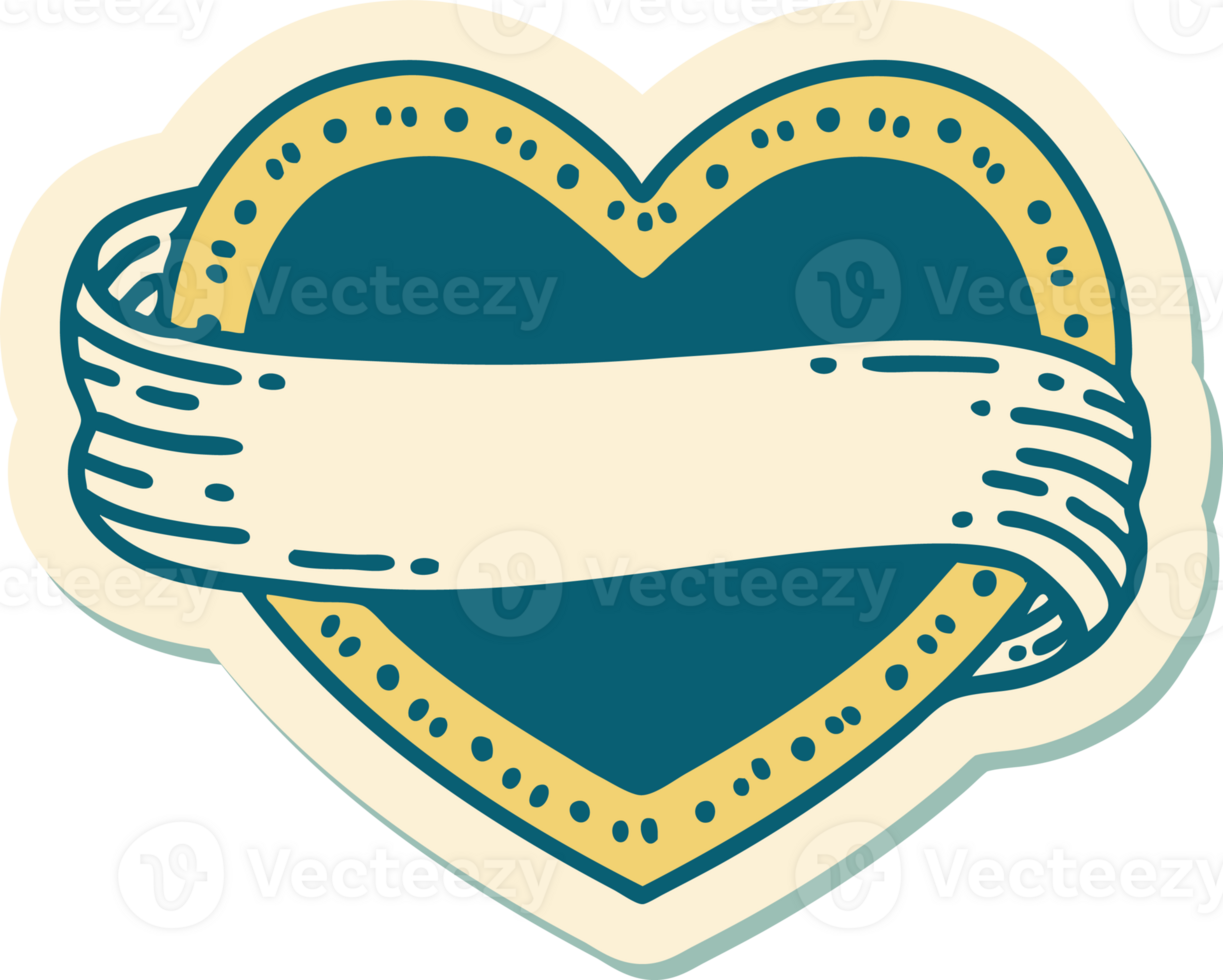 sticker of tattoo in traditional style of a heart and banner png