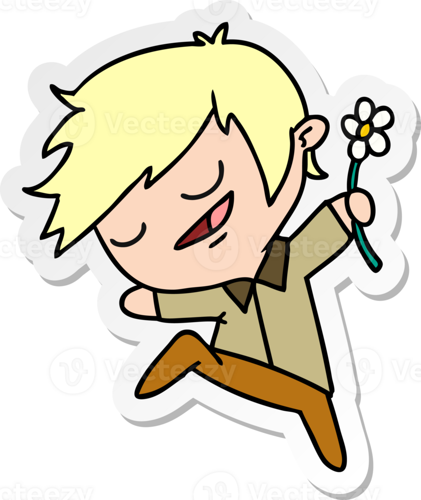 hand drawn sticker cartoon of kawaii cute boy png