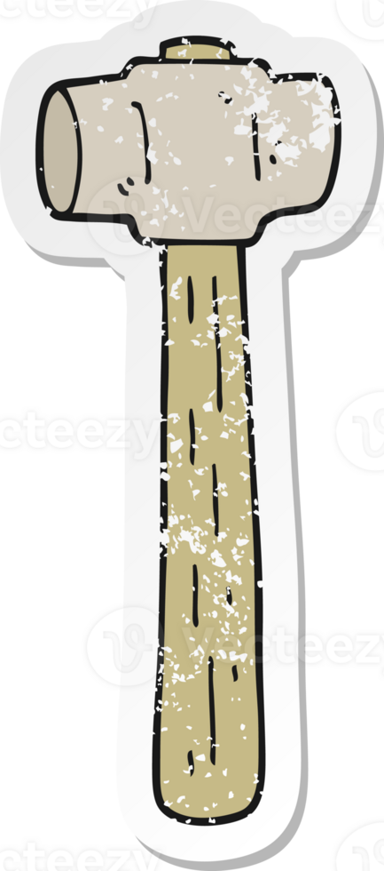 distressed sticker of a cartoon sledgehammer png