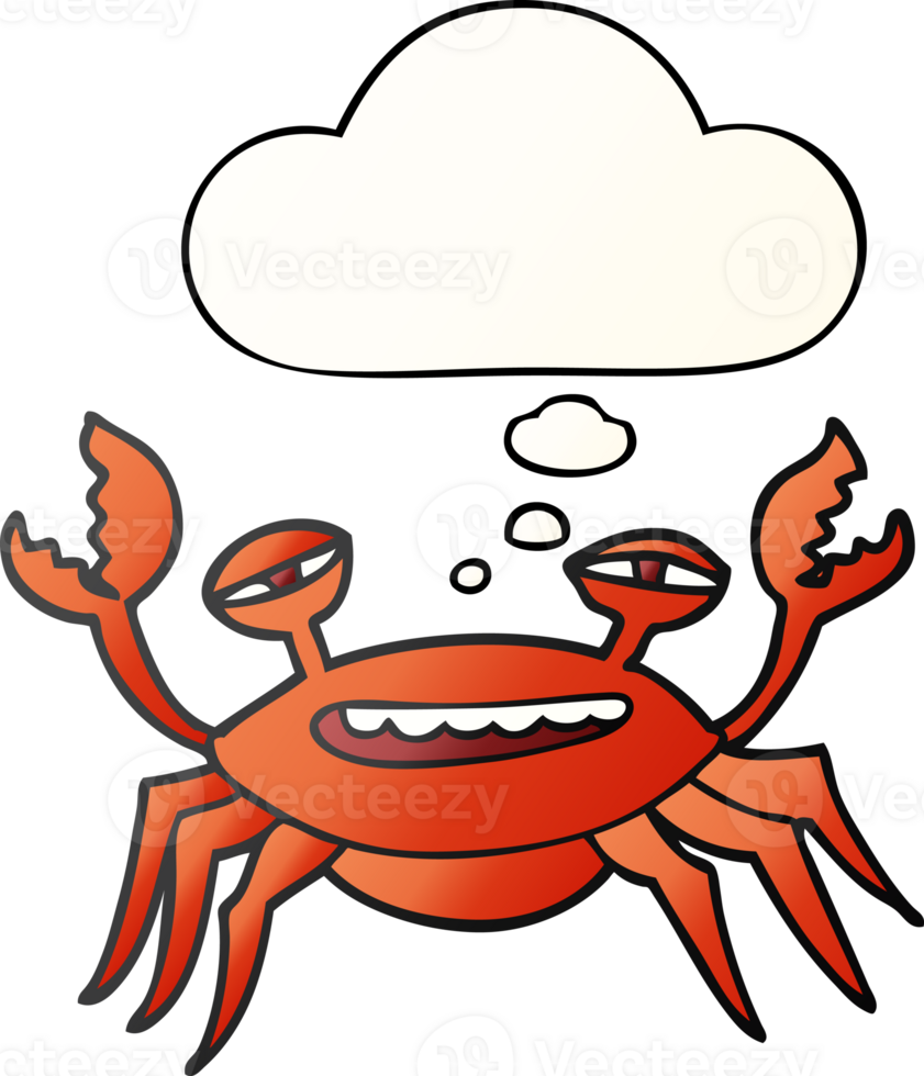 cartoon crab with thought bubble in smooth gradient style png