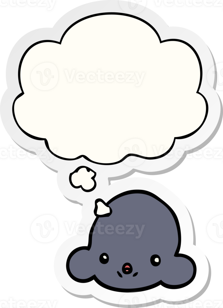 cartoon cloud with thought bubble as a printed sticker png