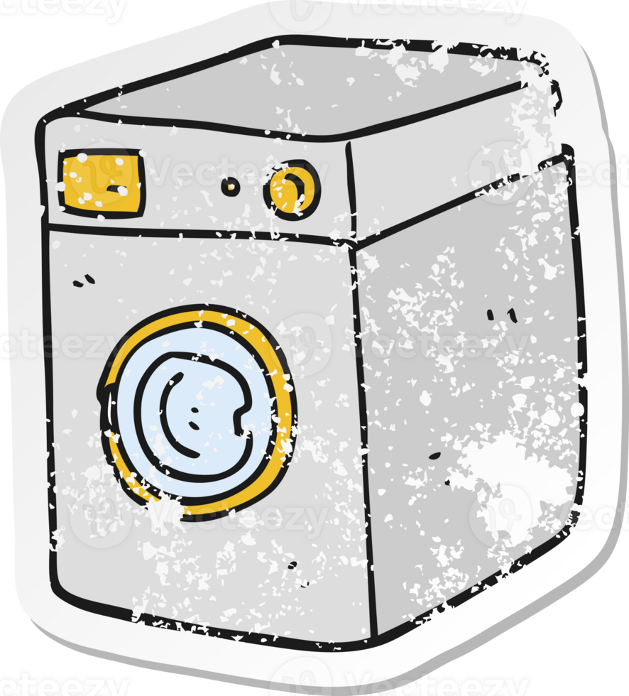 retro distressed sticker of a cartoon washing machine png