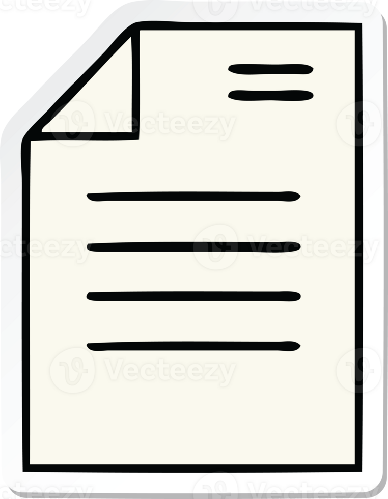 sticker of a cute cartoon sheet of paper png