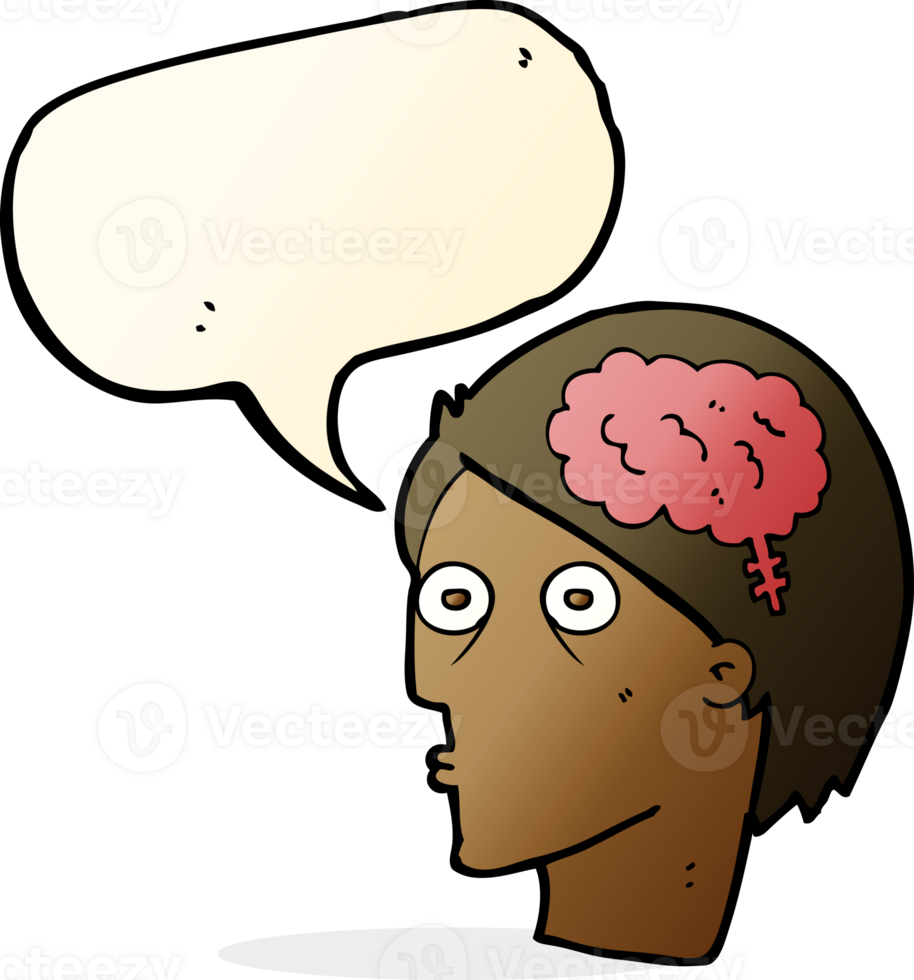 cartoon head with brain symbol with speech bubble png