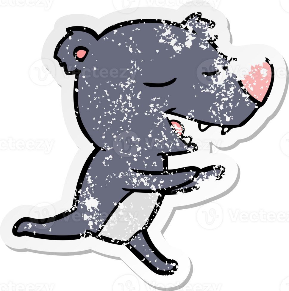 distressed sticker of a cartoon bear png