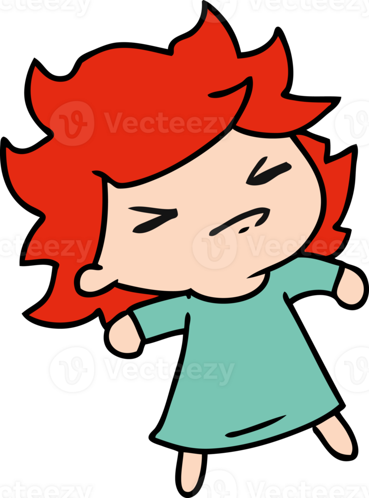 cartoon illustration of a cute kawaii girl png