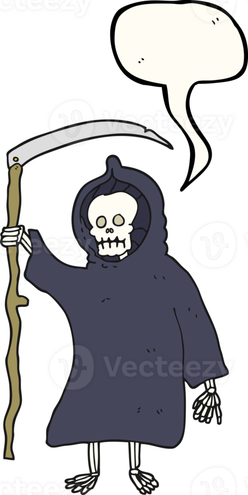 hand drawn speech bubble cartoon spooky death figure png