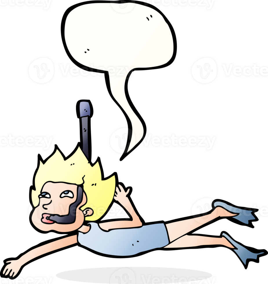 cartoon swimmer with snorkel with speech bubble png