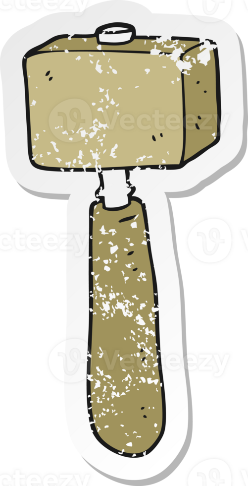 retro distressed sticker of a cartoon mallet png