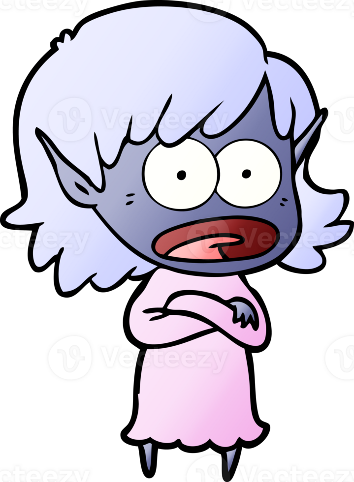cartoon shocked elf girl png