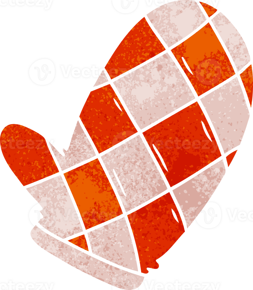 hand drawn retro cartoon doodle of an oven glove png