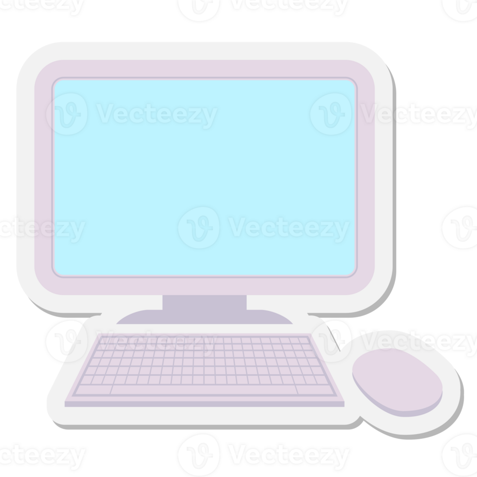 computer with wireless mouse and keyboard sticker png