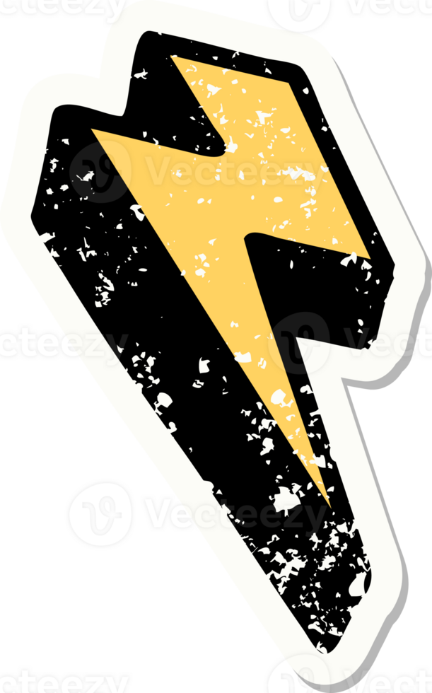 distressed sticker tattoo in traditional style of lighting bolt png