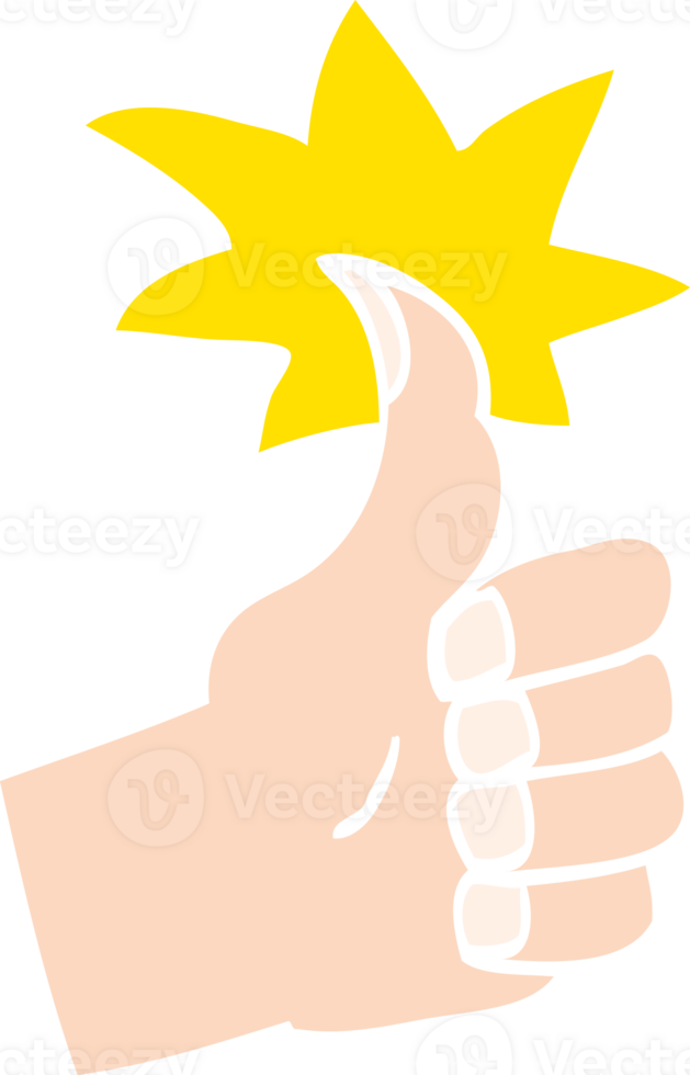 flat color illustration cartoon thumbs up symbol png