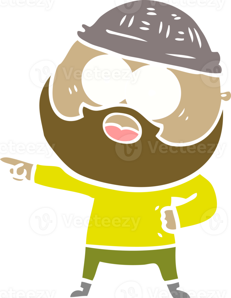 flat color style cartoon bearded man png