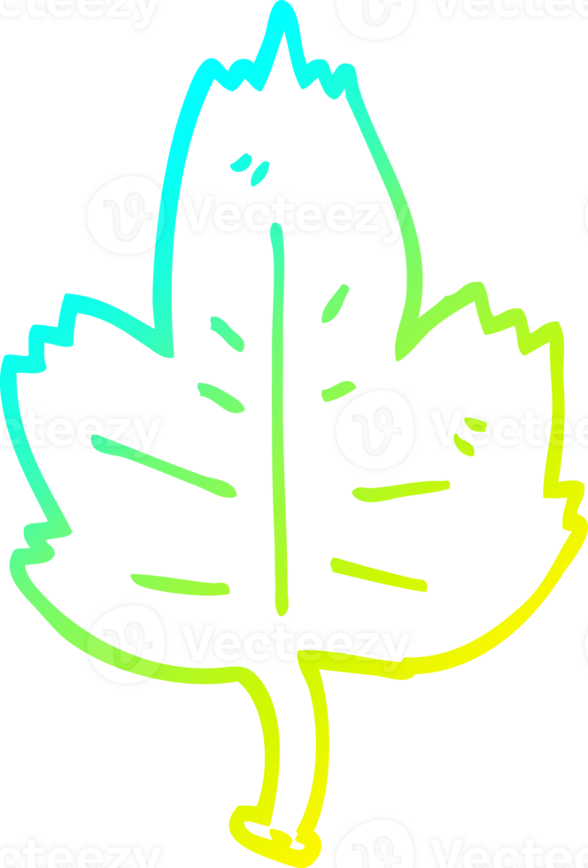 cold gradient line drawing of a cartoon leaf png
