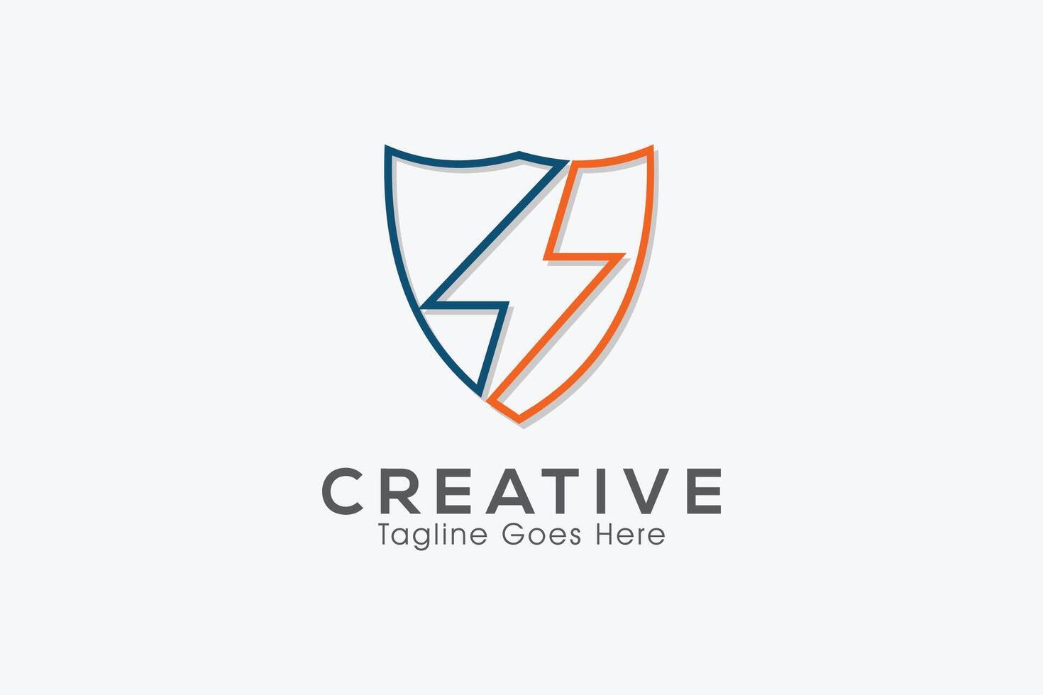 Simple Lighting Thunderbolt in Shield Electric Security Logo vector