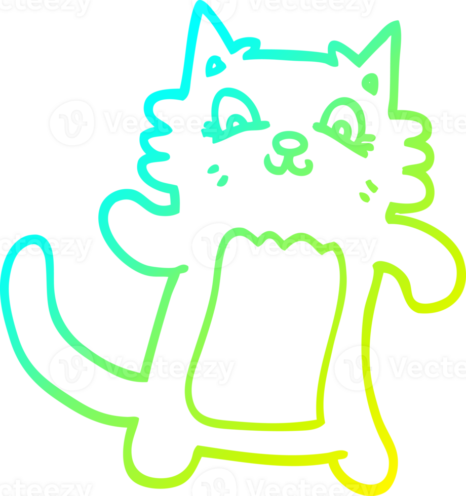 cold gradient line drawing of a cartoon dancing cat png