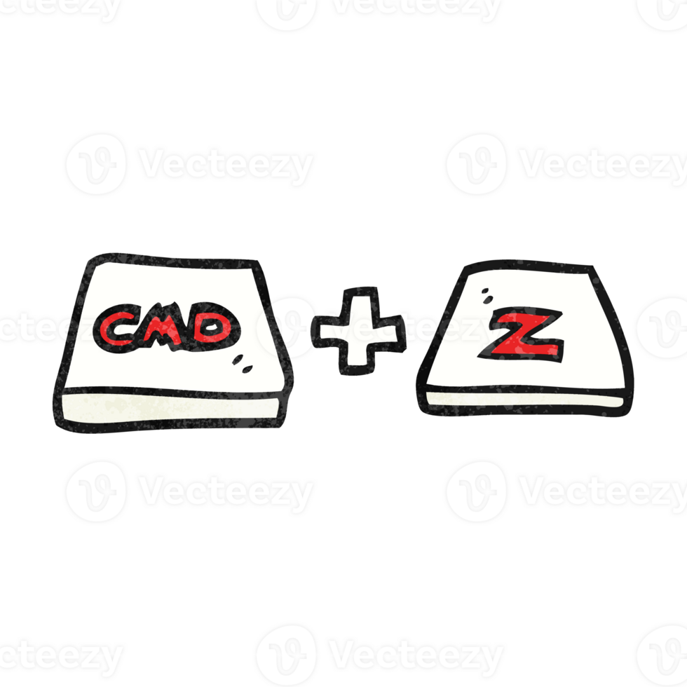 hand textured cartoon command Z function png