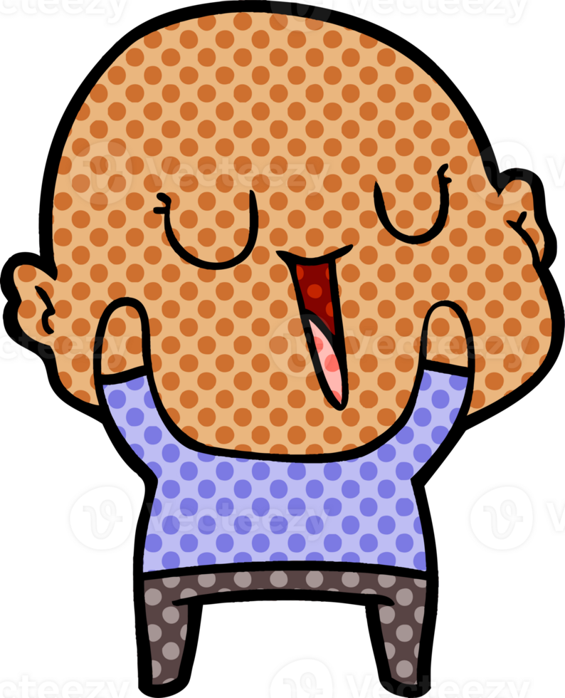 happy cartoon bald man png