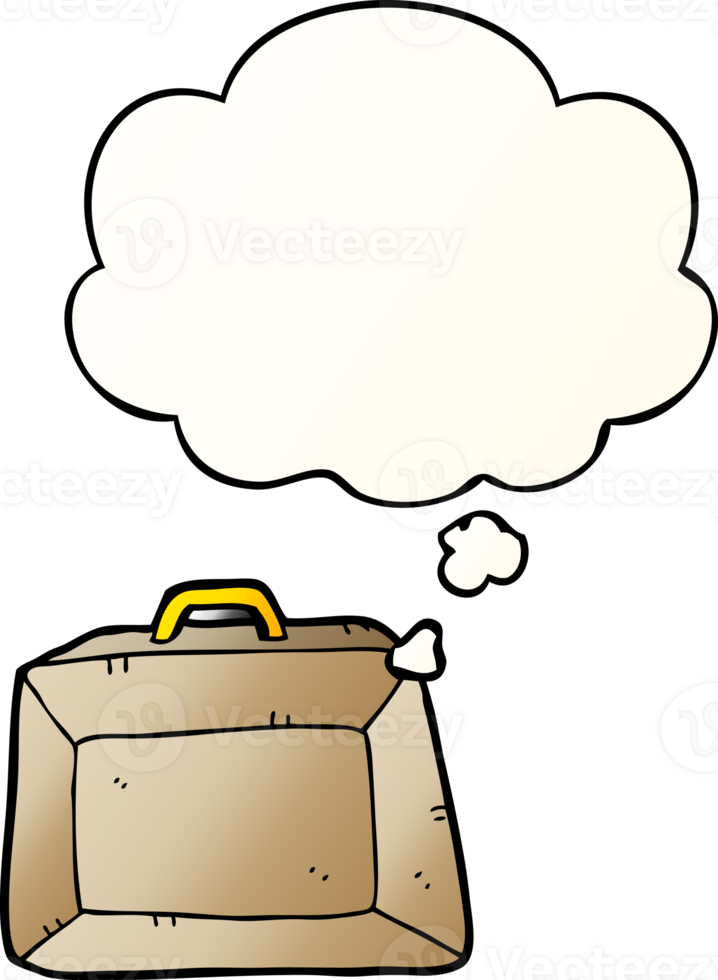 cartoon budget briefcase with thought bubble in smooth gradient style png