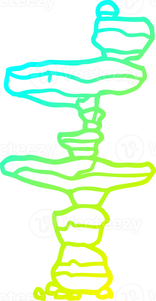 cold gradient line drawing of a cartoon boulders png