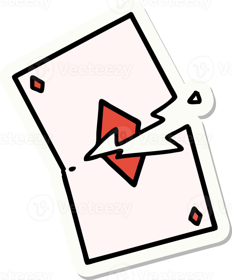 sticker of tattoo in traditional style of a torn card png
