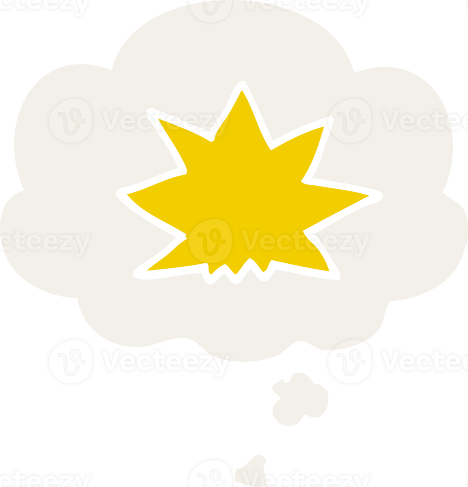 cartoon explosion with thought bubble in retro style png