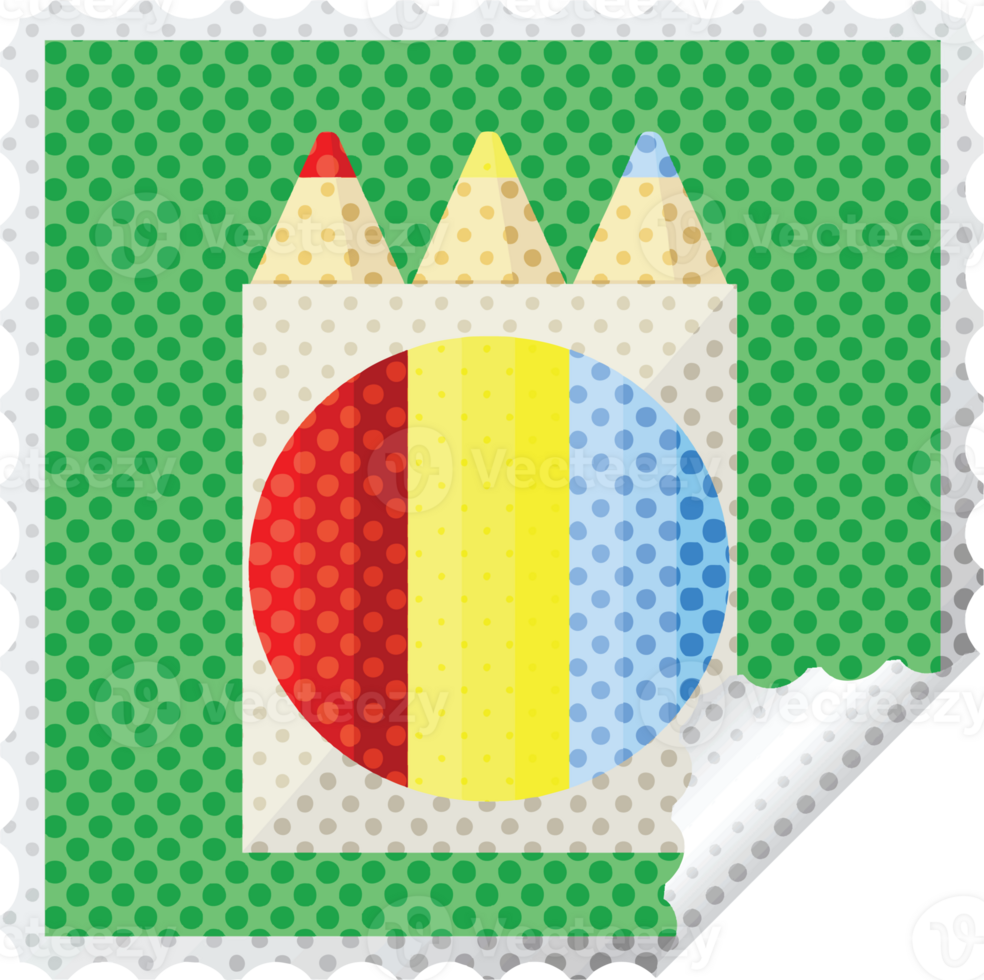 pack of coloring pencils graphic square sticker stamp png