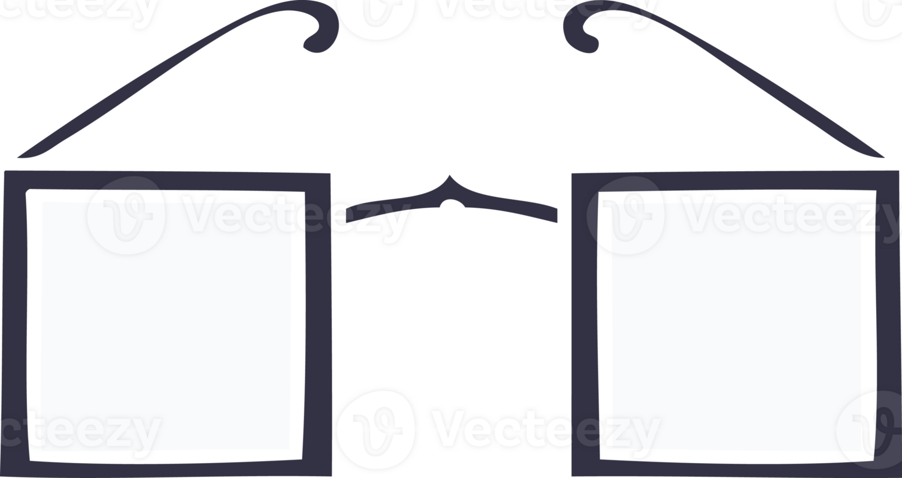 flat color retro cartoon of a square glasses png