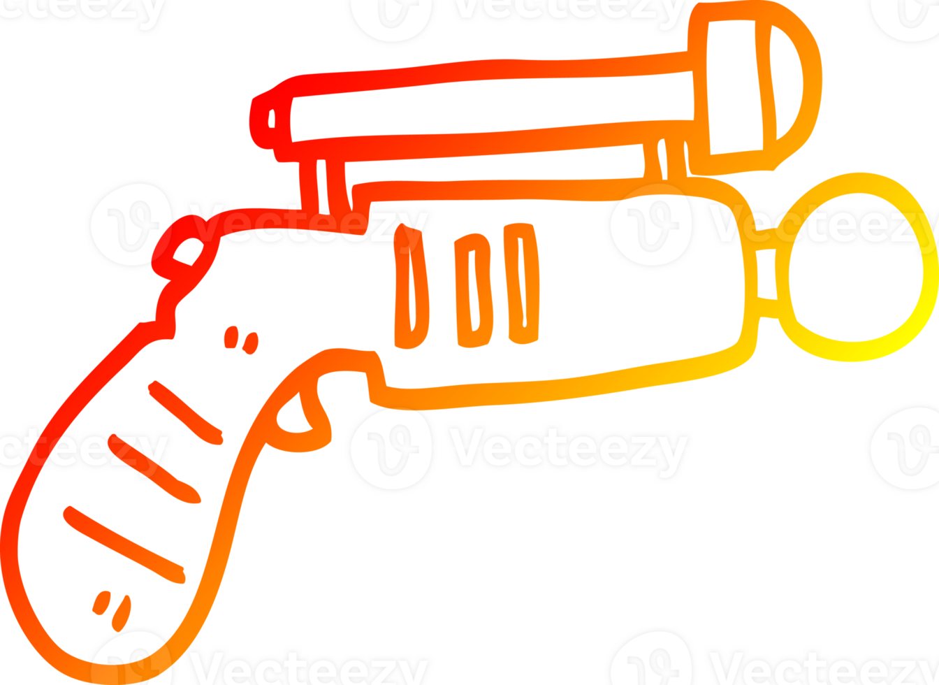 warm gradient line drawing of a cartoon ray gun png