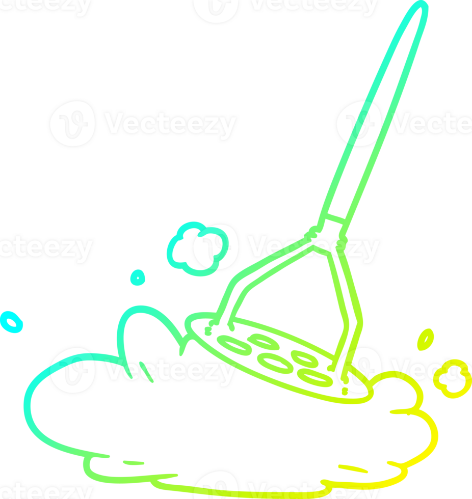 cold gradient line drawing of a cartoon potato masher png