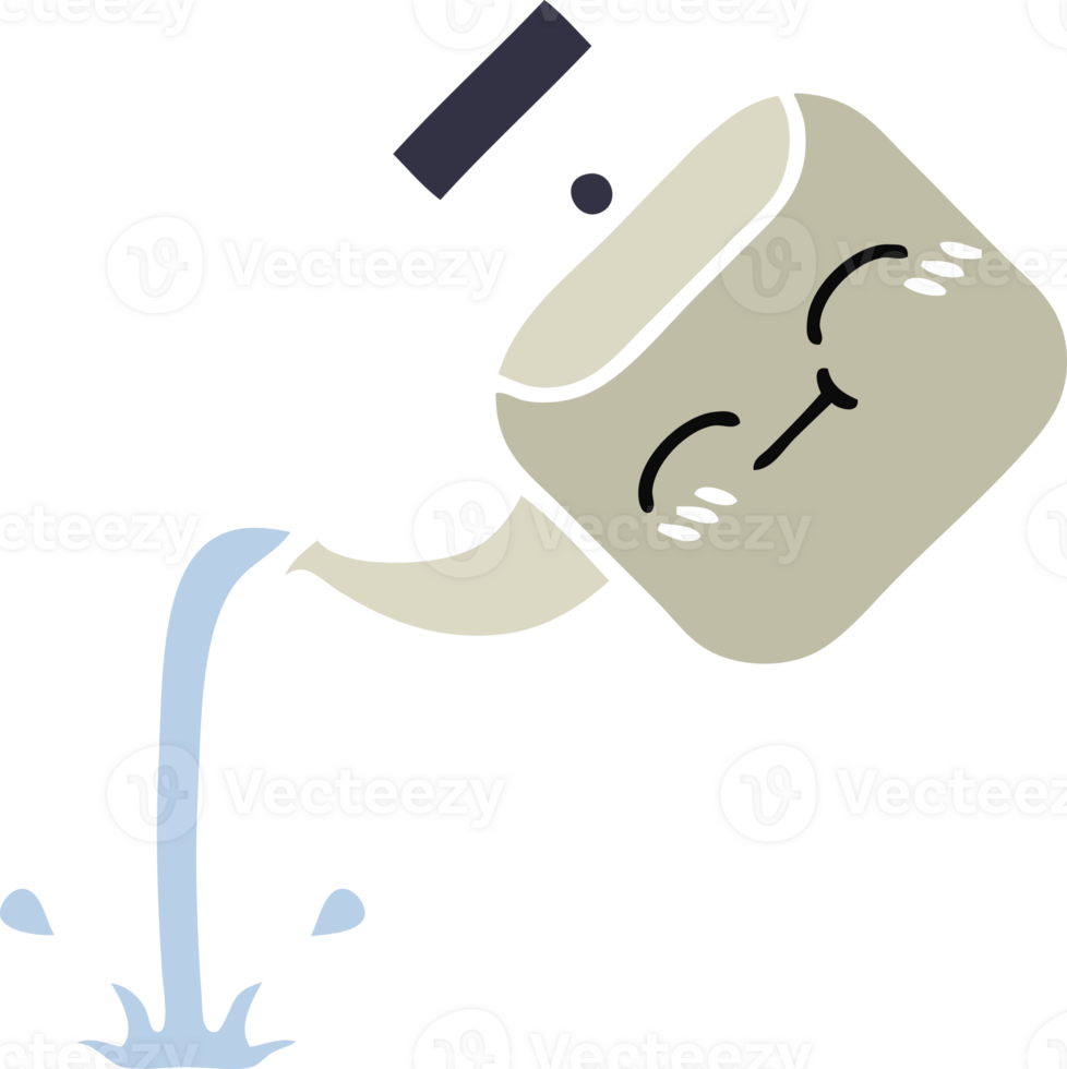 flat color retro cartoon of a pouring kettle png