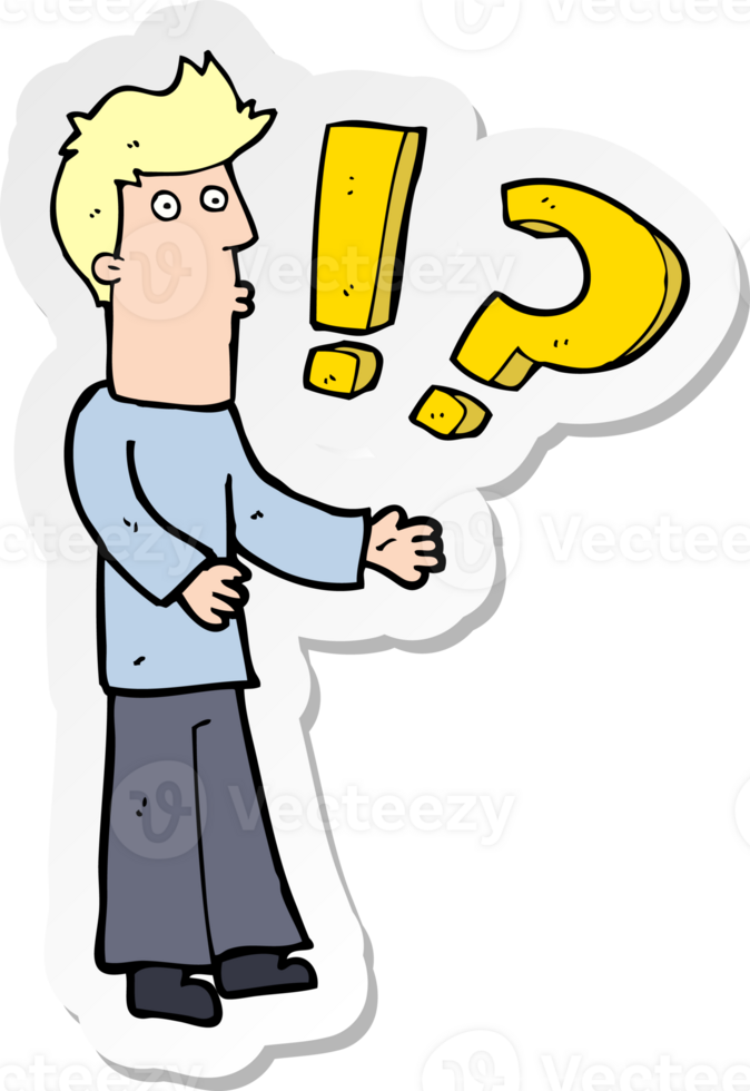 sticker of a cartoon man asking question png