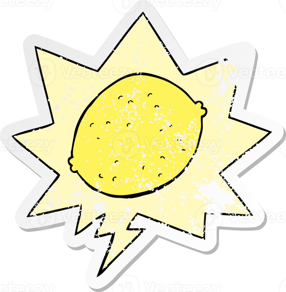 cartoon lemon with speech bubble distressed distressed old sticker png