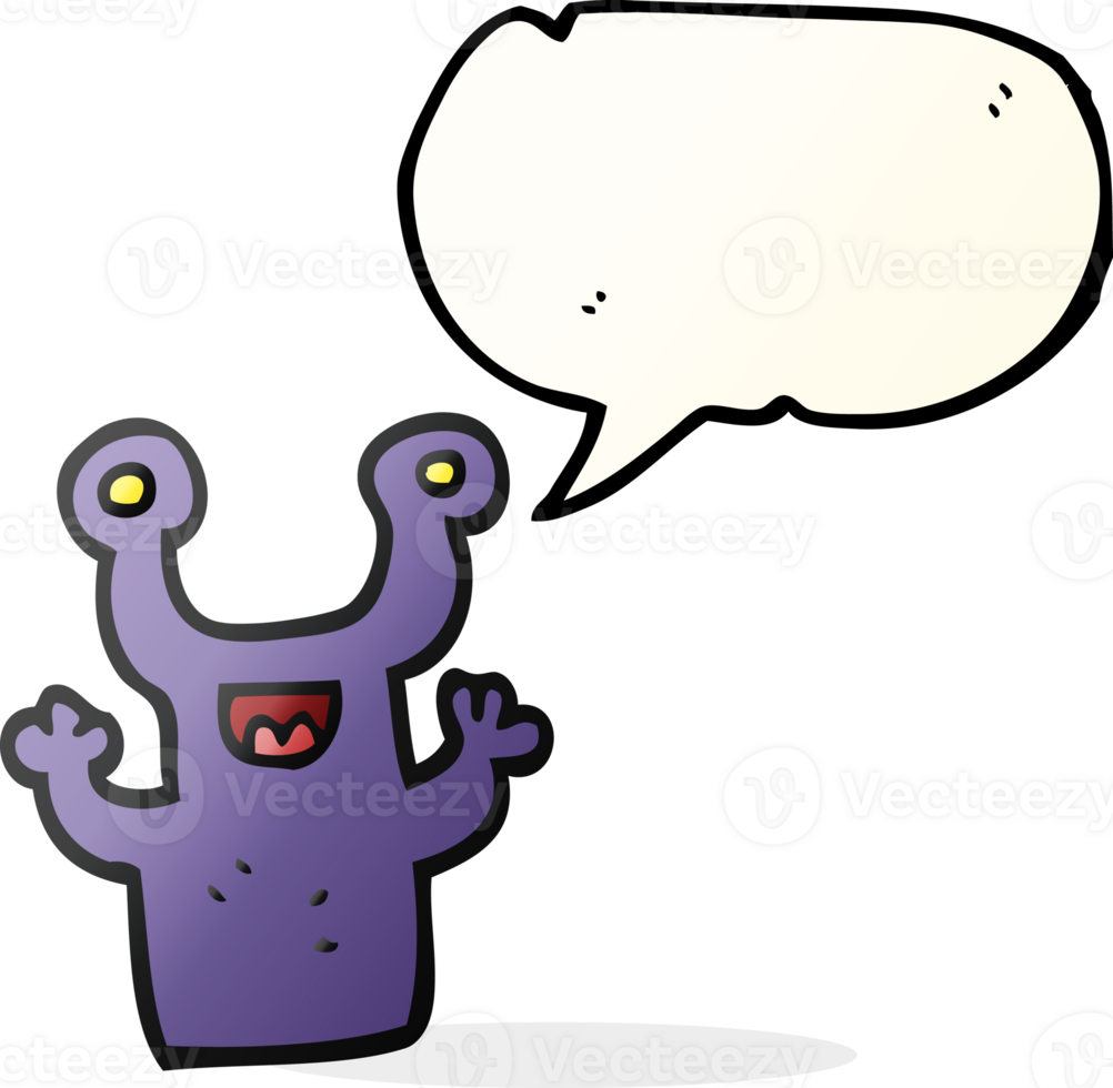 hand drawn speech bubble cartoon little alien png