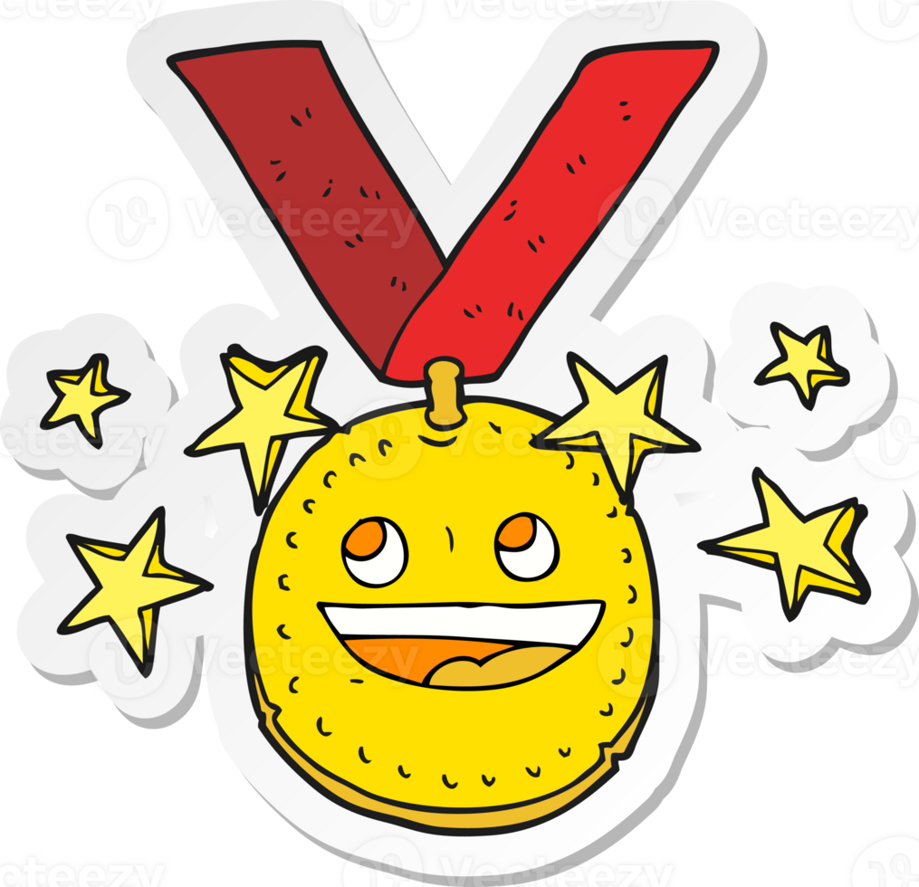 sticker of a cartoon happy sports medal png