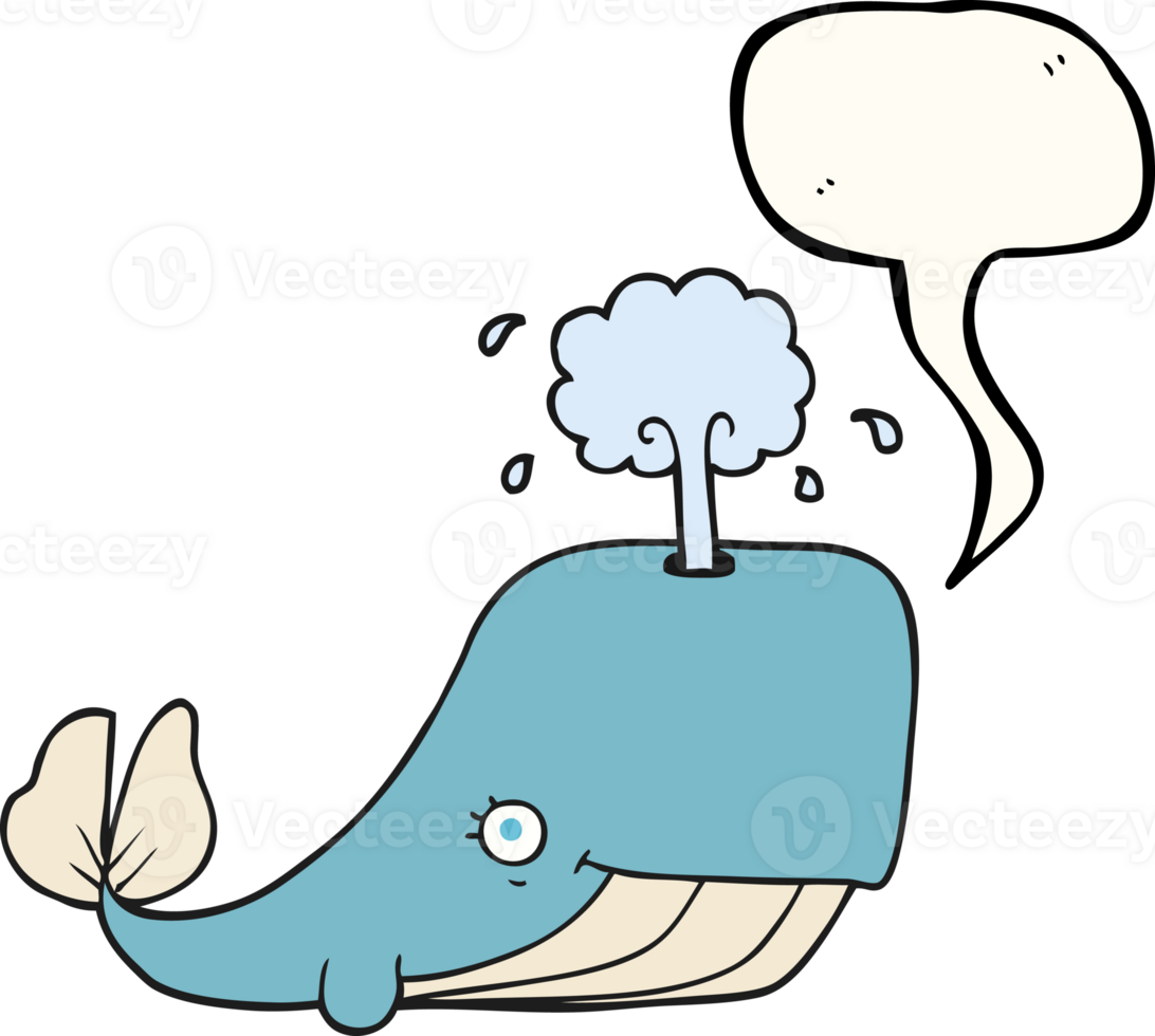 hand drawn speech bubble cartoon whale spouting water png