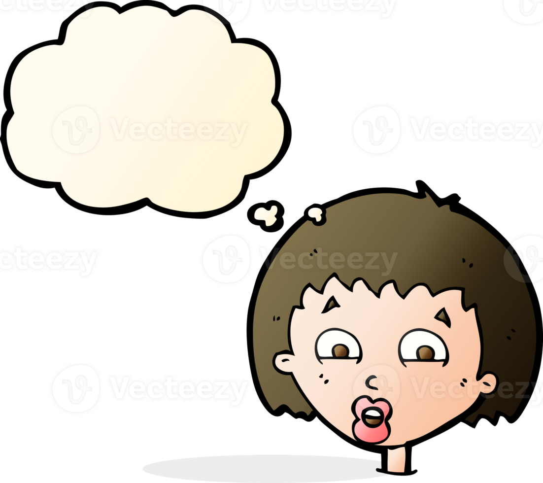 cartoon shocked expression  with thought bubble png
