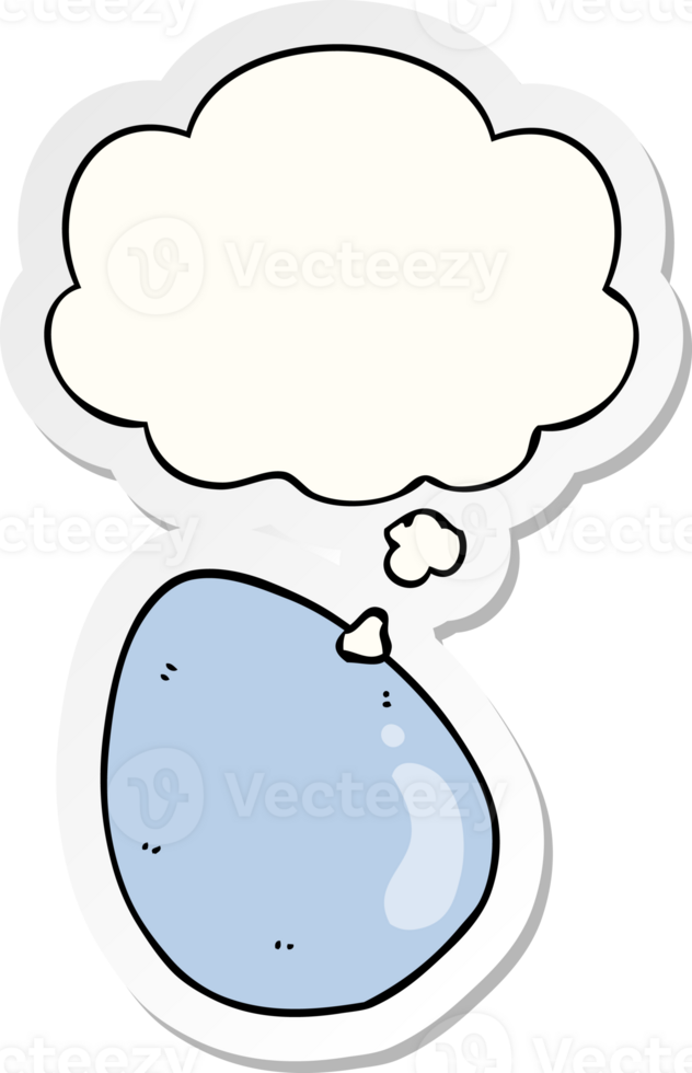cartoon egg with thought bubble as a printed sticker png