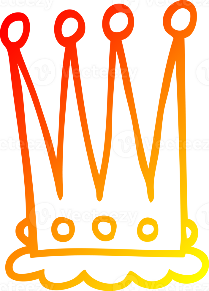 warm gradient line drawing of a cartoon crown png