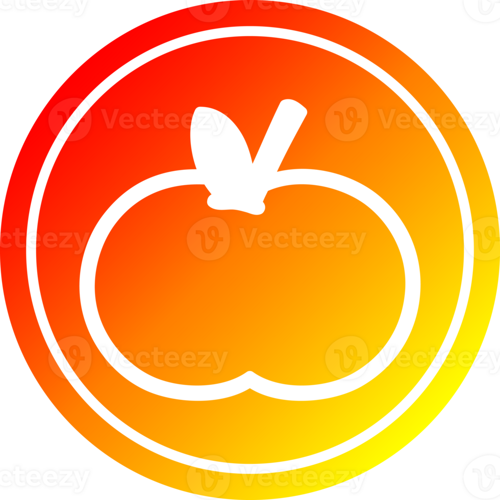 orgânico maçã circular ícone com caloroso gradiente terminar png