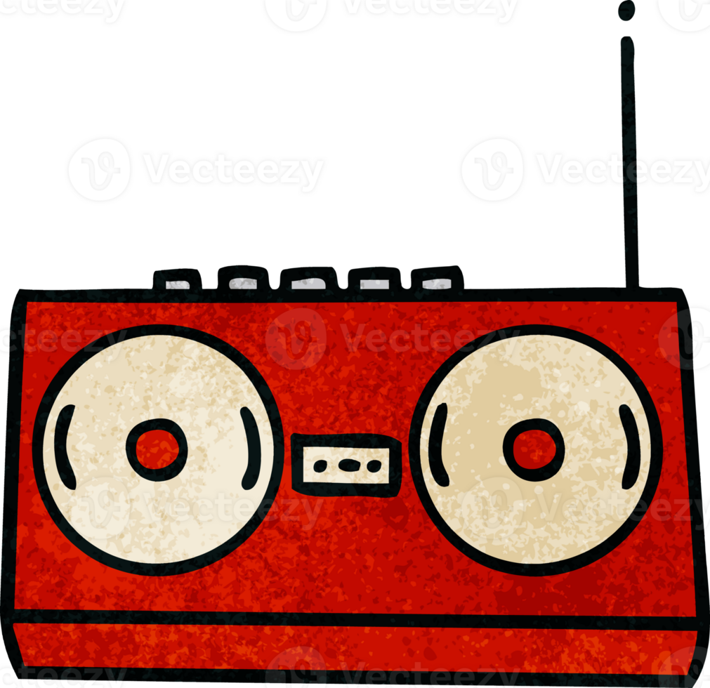 retro Grunge Textur Karikatur von ein Stereo png