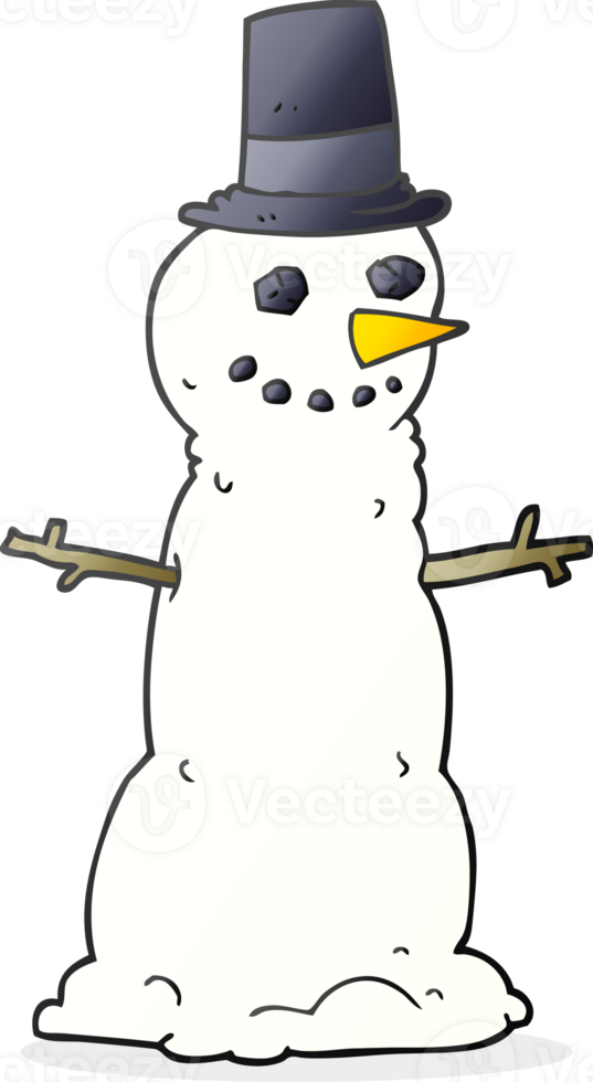 hand drawn cartoon snowman in top hat png