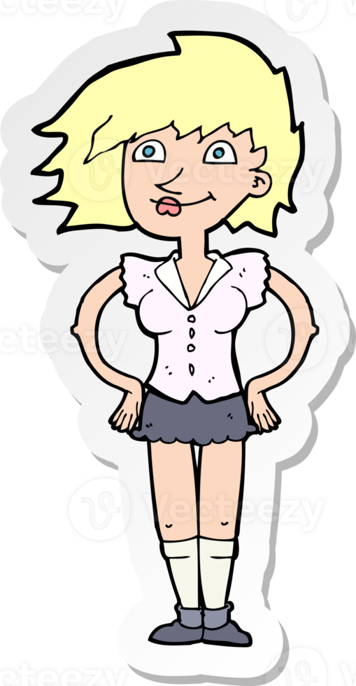 sticker of a cartoon woman with hands on hips png