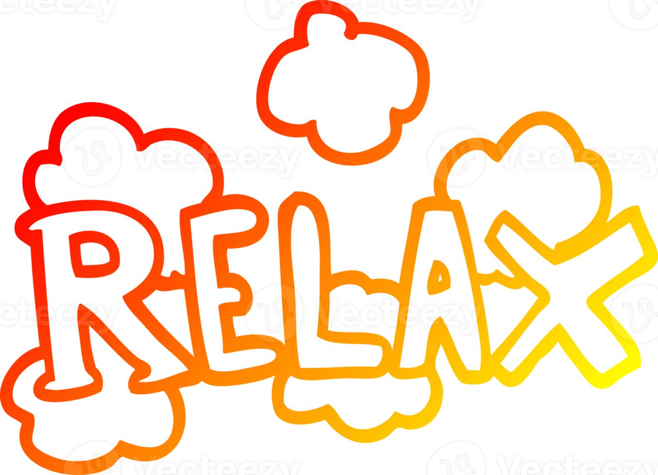 warm gradient line drawing of a cartoon relax symbol png