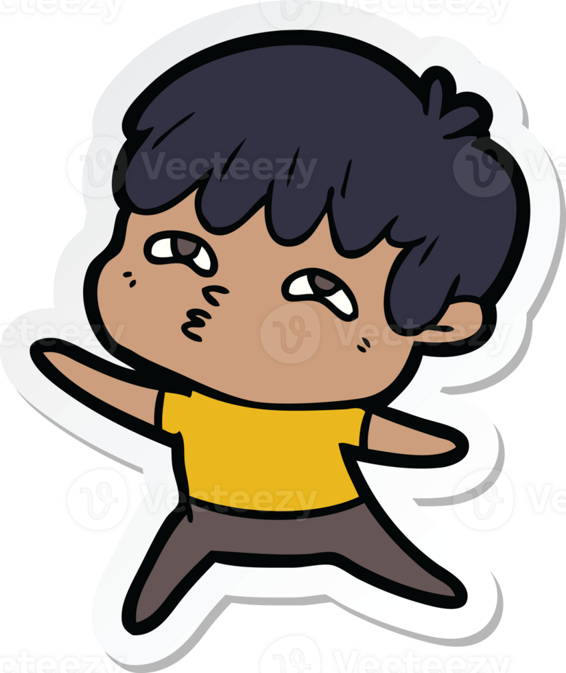sticker of a cartoon curious man png